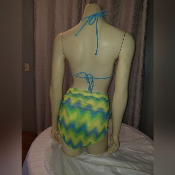 Tie Dye Halter Ruffled Bikini Female Micro Swimsuit 3pc new - Picture 15 of 15